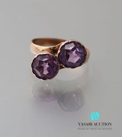 null Ring You and me in gold 585 thousandths set with faceted glass in the imitation...