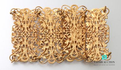 null Gold-plated cuff bracelet with filigree decoration of leafy scrolls, ratchet...