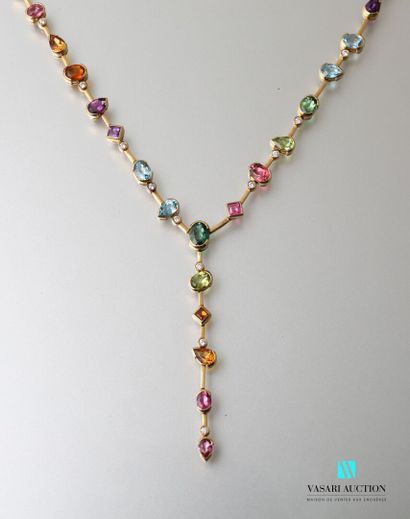 null Yellow gold necklace 750 thousandth set with multiple polychrome gemstones of...