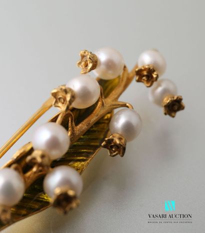 null Musée des Arts décoratifs, broche Muguet en plaqué or, émail et perles fantaisie...