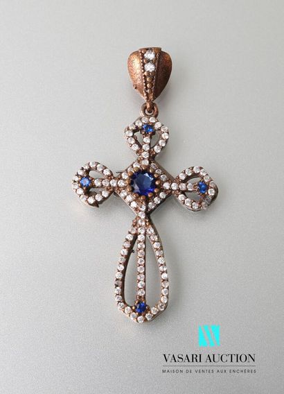 null Cross in silver 925 thousandths and bronze with openwork arms decorated with...