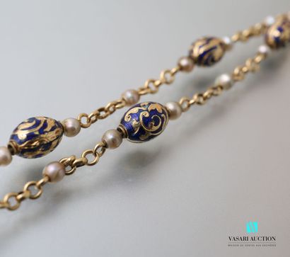 null Chain giletière in pink and yellow gold 750 thousandths decorated with five...