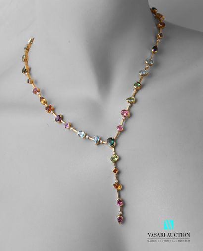null Yellow gold necklace 750 thousandth set with multiple polychrome gemstones of...