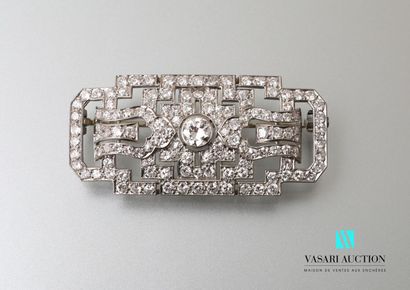 null Brooch plate Art Deco in platinum 850 thousandth paved with diamonds in geometrical...
