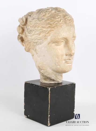 null Portrait sculpté en plâtre blanche figurant le visage de la Vénus de Milo. Il...