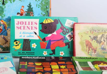 null Lot comprenant dix boites de jeux éducatifs pour enfants dont deux puzzles Martine...