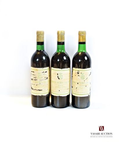 null 3 bouteilles	Château PICHON LALANDE	Pauillac GCC	1974

	Et. fanées, tachées...