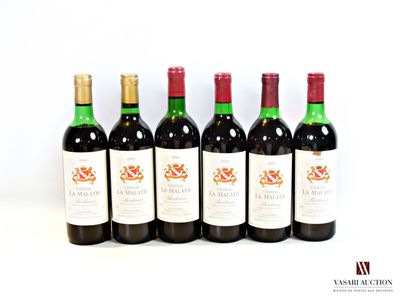 6 bouteilles	Château LA MALATIE	Bordeaux	1989

	Et....