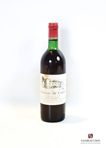 null 1 bouteille	Chäteau de CARLES	Fronsac	1981

	Et. tachée. N : limite haut ép...