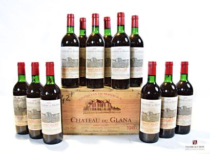 null 12 bouteilles	Château du GLANA	St Julien	1981

	Et.: 4 un peu tachées, 8 tachées....