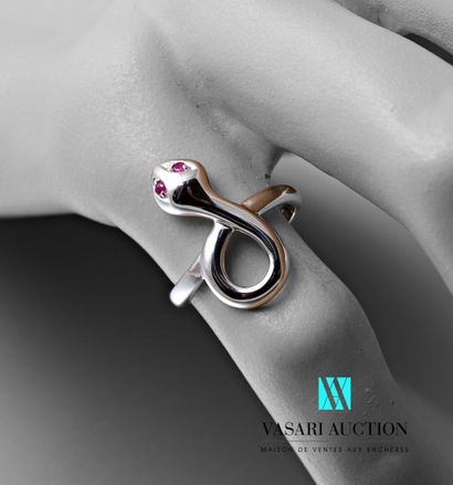 null Snake ring in white gold 750 thousandth, the eyes set with two rubies.

Gross...