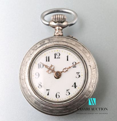 null Silver collar watch, the round white enamelled dial indicates the hours in Arabic...