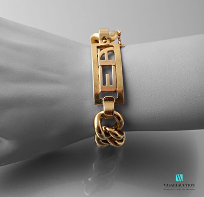 null Bracelet of identity in yellow gold 750 thousandths mesh gourmette, rectangular...