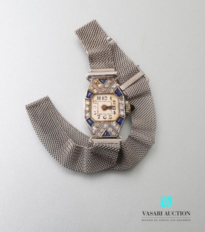 null Montre bracelet de dame Art Déco, le boitier de forme tonneau, le cadran carré...