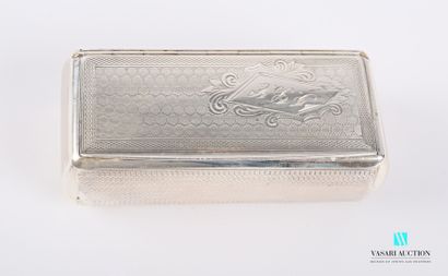 null Rectangular silver snuffbox with guilloche decoration, the hinged lid has a...