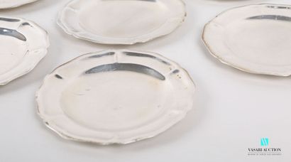 null Suite of ten silver coasters 925 thousandths, the edge with contours.

(slight...