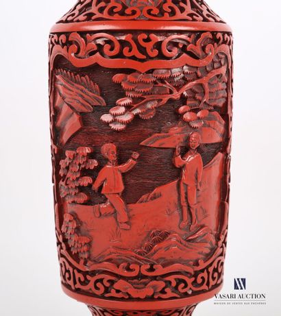 null CHINA

Vase in cinnabar lacquer carved in hollow with scenes of children's games...
