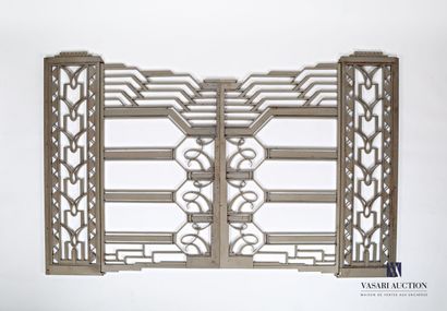 null Pair of wrought iron interior dividing grilles comprising four panels, two of...