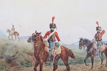 null RESSAN (XIXth century)

The hussars

Watercolor on paper

Signed lower left

(slight...