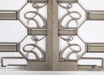 null Pair of wrought iron interior dividing grilles comprising four panels, two of...