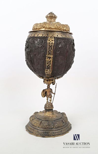 null Goblet mounted in vermeil, the coconut cup with carved decoration appearing...