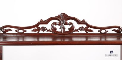 null Shelf in mahogany veneer and molded mahogany veneer, the upper tray is decorated...