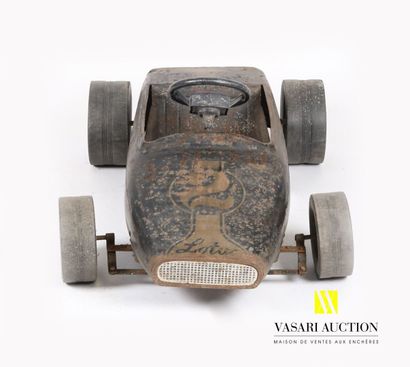 null LOTUS pedal car in black and gold lacquered sheet metal bearing the inscription...