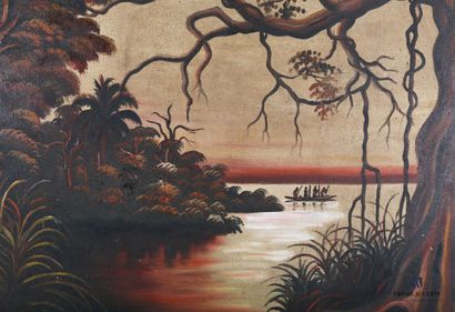 null DE MOUKO Gaspard (XXth century)

Animated lake landscape 

Oil on canvas 

Signed...