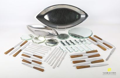 null Stainless steel set including twelve shellfish spears and two shuttle-shaped...