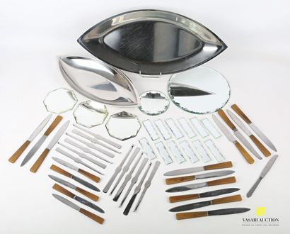 null Stainless steel set including twelve shellfish spears and two shuttle-shaped...