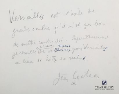 null Lettre manuscrite au crayon et stylo sur papier de Jean Cocteau "Versailles...