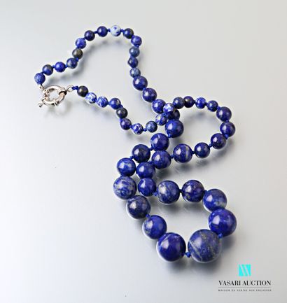 null Collier en chute de perles de lapis lazuli de 0,65 mm à 16 mm, le fermoir anneau...