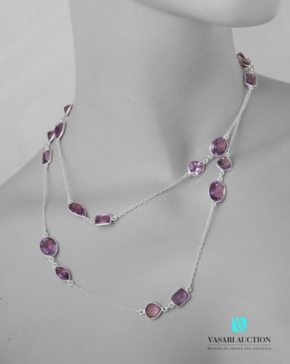 null Silver long necklace with faceted amethysts, the clasp snap hook.

Gross weight...