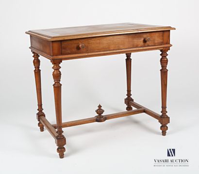 null Writing table in molded and carved natural wood, the rectangular tray highlighted...