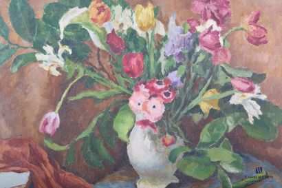 null GUILBERT Paul-Louis (1886-?) 

Still life with a bunch of tulips 

Oil on canvas

(small...