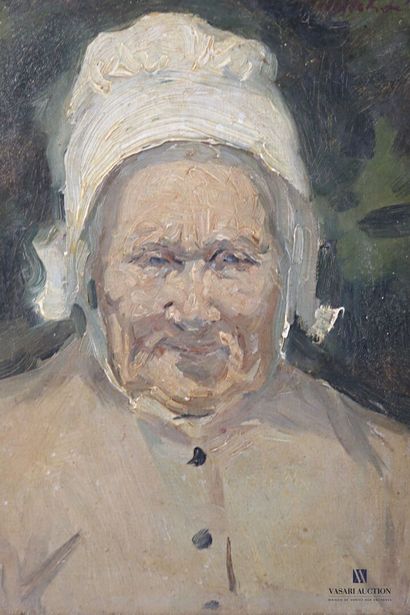 null DÉBUT Marcel (1865-1933)

Portrait de paysanne 

Huile sur panneau

Signée en...