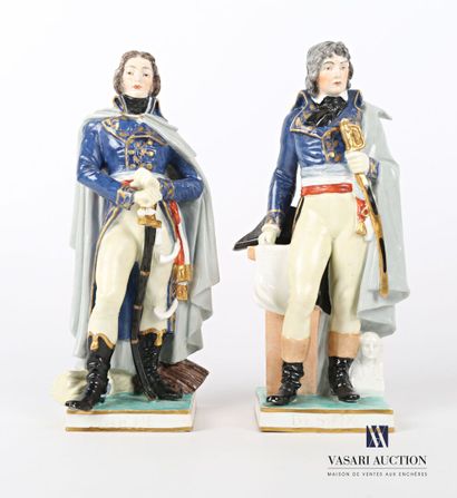Pair of painted porcelain subjects representing...