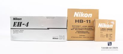 null Lot comprenant : Nikon EH adapteur secteur dans sa boite, Nikon HB - 11 Parasoleil...