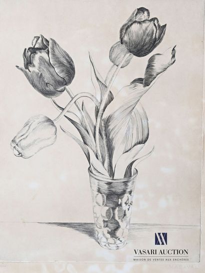 null MARAVAL (XXth century), after

Bouquet of tulips in a glass

Burin

Stamped...