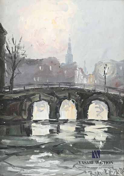 null ROEMERS Gerhard Cohn (1900-1965)

Bridge under the full moon - Bell tower and...