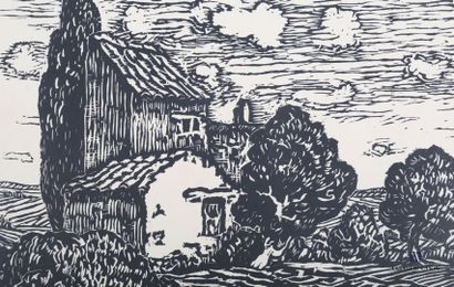null MOLINIER Pierre (1900-1976), after

House with cypress

Wood engraving

Monogrammed...