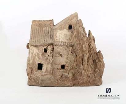 null Night light in sculpted terra cotta representing an Italian house on two floors,...