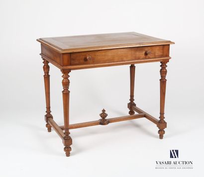 null Writing table in molded and carved natural wood, the rectangular tray highlighted...
