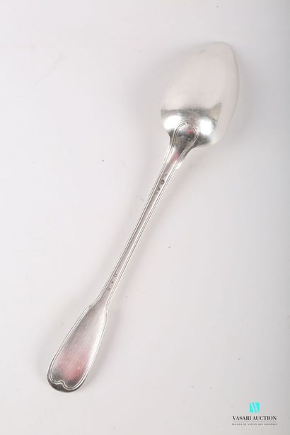 null Silver stew spoon (1798-1804), the handle decorated with net is engraved G *...