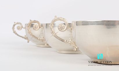 null Suite of six white porcelain teacups, the silver mount 900 thousandths decorated...