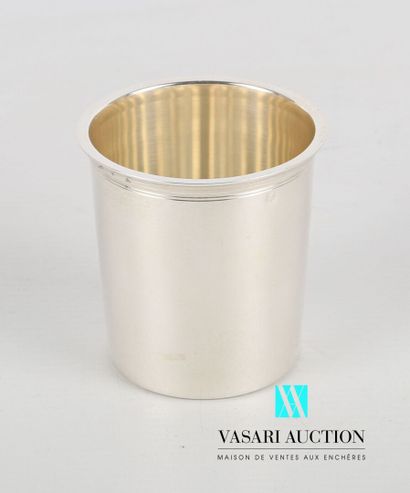 null Silver tumbler of slightly truncated cone shape on a flat bottom, the neck hemmed...