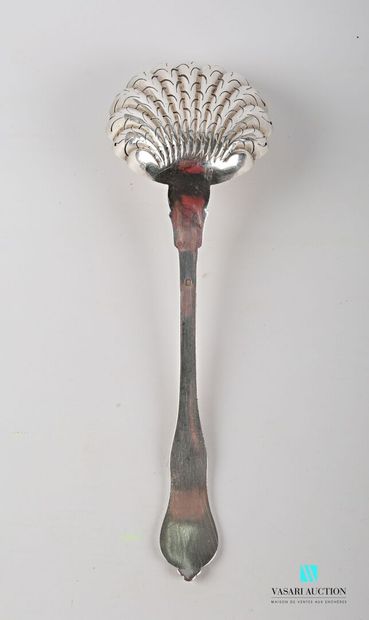 null Silver sprinkling spoon, the handle decorated with a blind cartouche flanked...