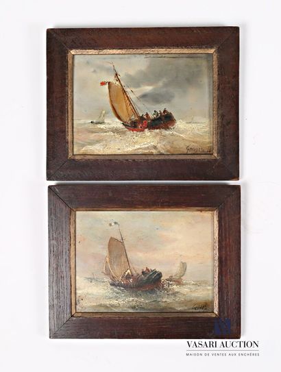 null GEORGE (XXth century)

Sailors in the storm

Two oils on panel

Signed lower...