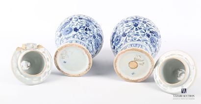 null DELFT

Pair of covered earthenware vases of baluster shape decorated with flowers...