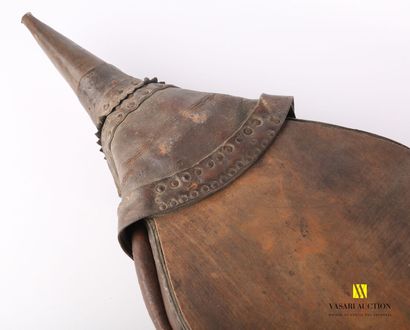 null Wooden chimney bellows, the bellows part in fawn leather, the mouthpiece in...
